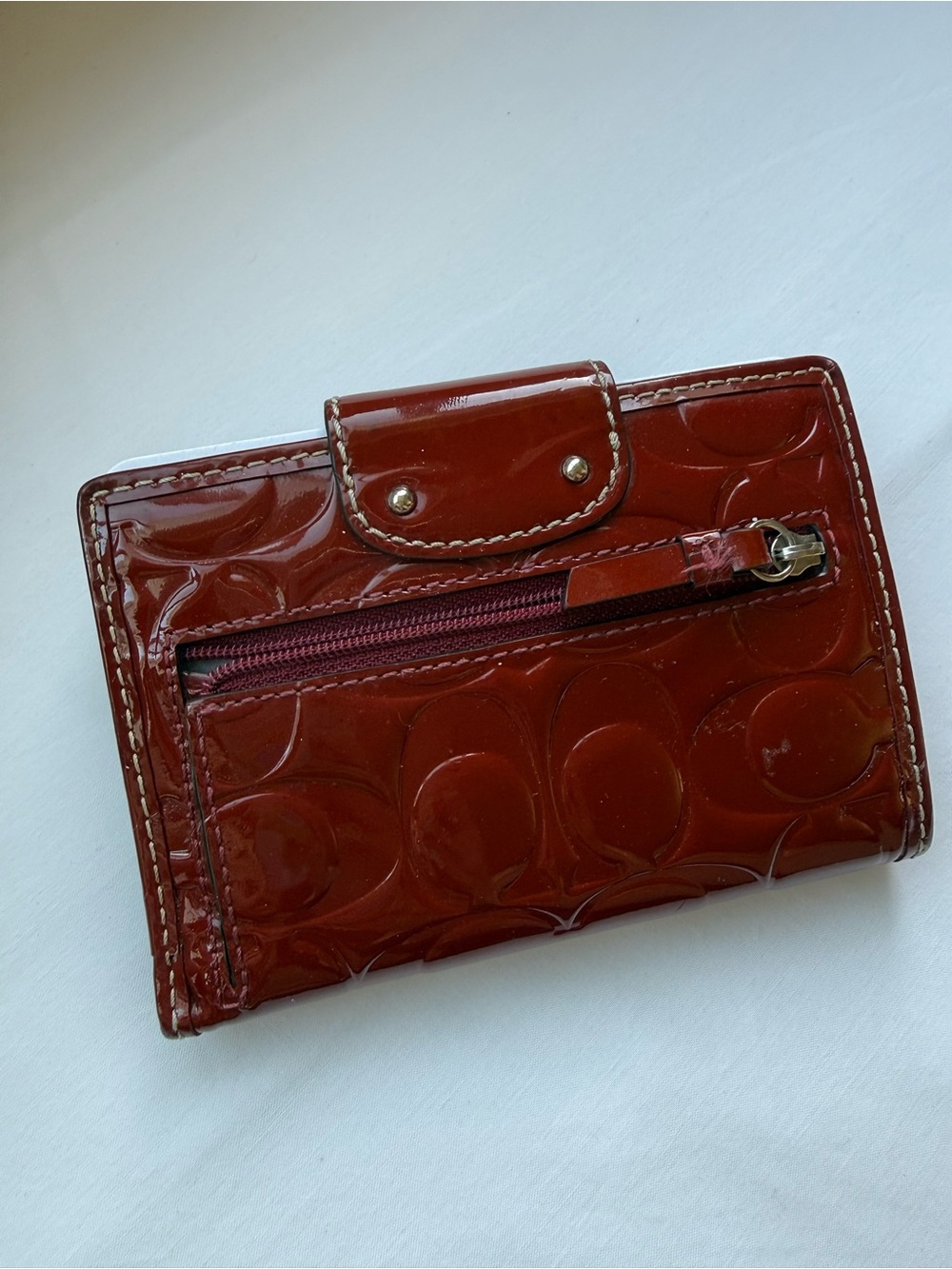 Coach Patent Leather Signature Wallet in Deep Red, see description! - Picture 2 of 5